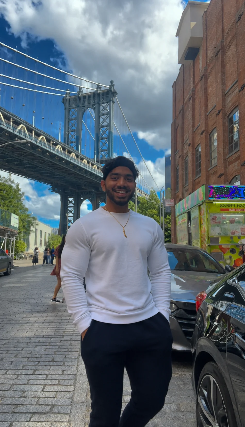 Muhammad Hassan near the Manhattan Bridge